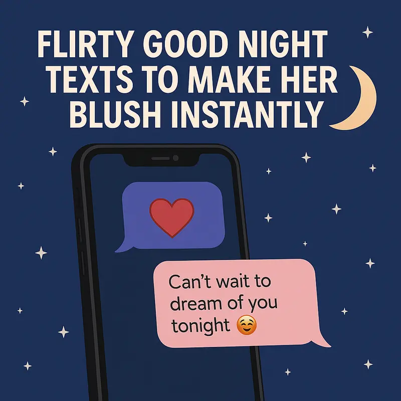 Phone with flirty good night texts under a night sky