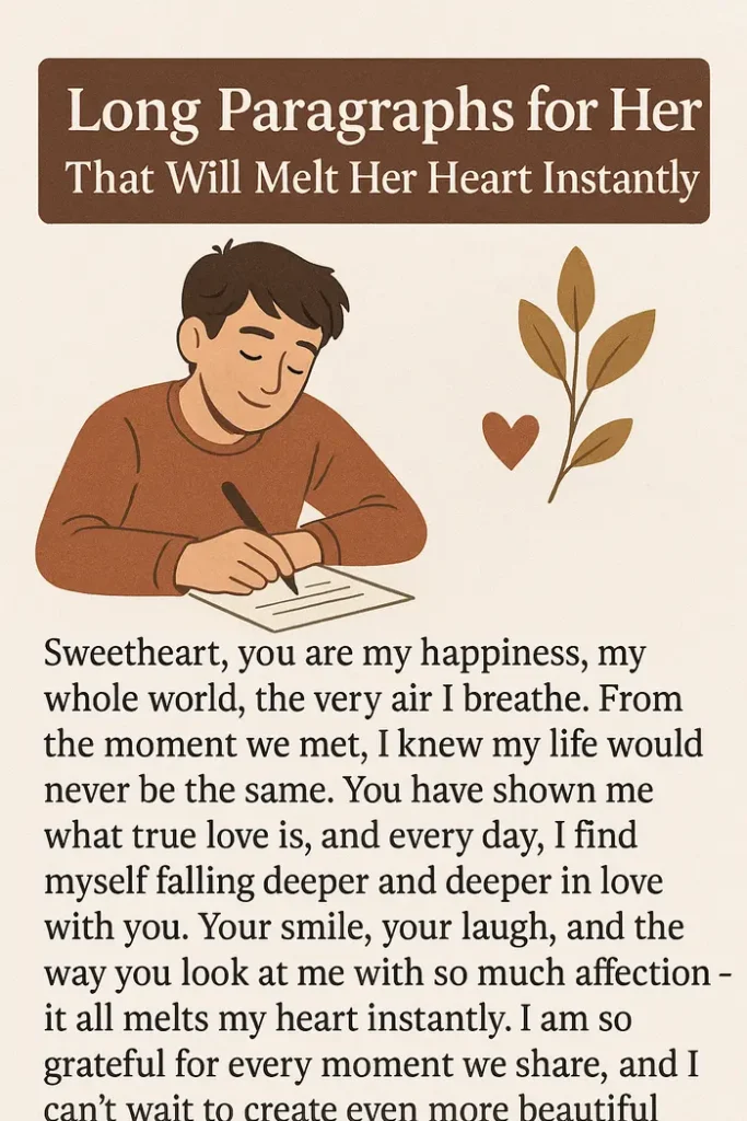 Illustrated love letter with heartfelt message and graphic of man writing.