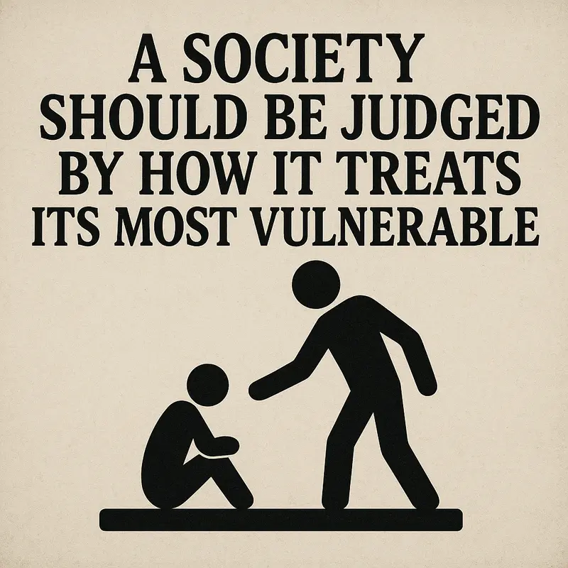 Bold serif quote with symbolic pictogram of help.