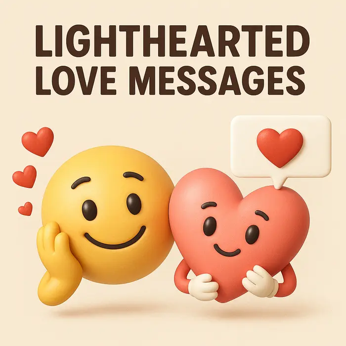 Smiley face and heart character sharing playful love message.