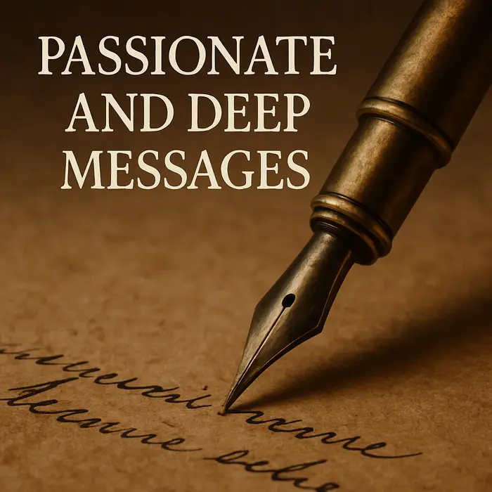 Fountain pen writing on old paper with "Passionate and Deep Messages" text.