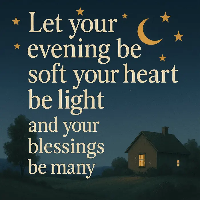 Let your evening be soft your heart be light and your blessings be many