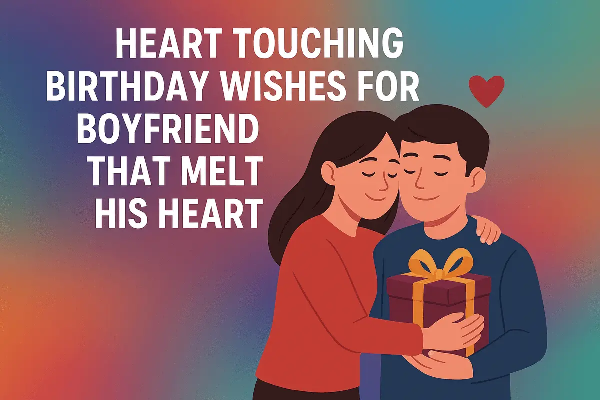 Heart touching birthday wishes for boyfriend with romantic graphic illustration