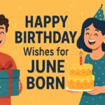 Colorful birthday celebration illustration for June born with cake and gift