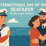 Couples hugging seafarers on International Day of the Seafarer with ocean background