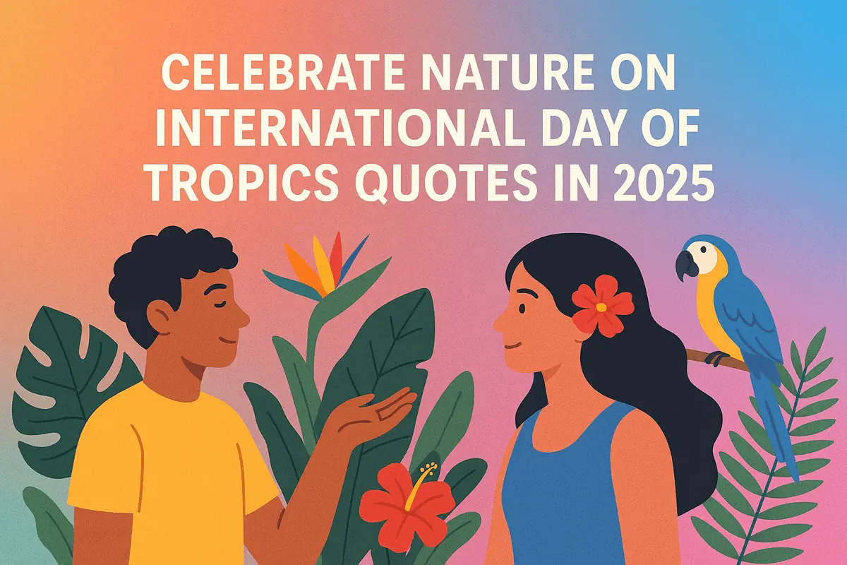 Celebrate Nature on International Day of Tropics Quotes 2025 with inspiring tropical nature graphic illustration