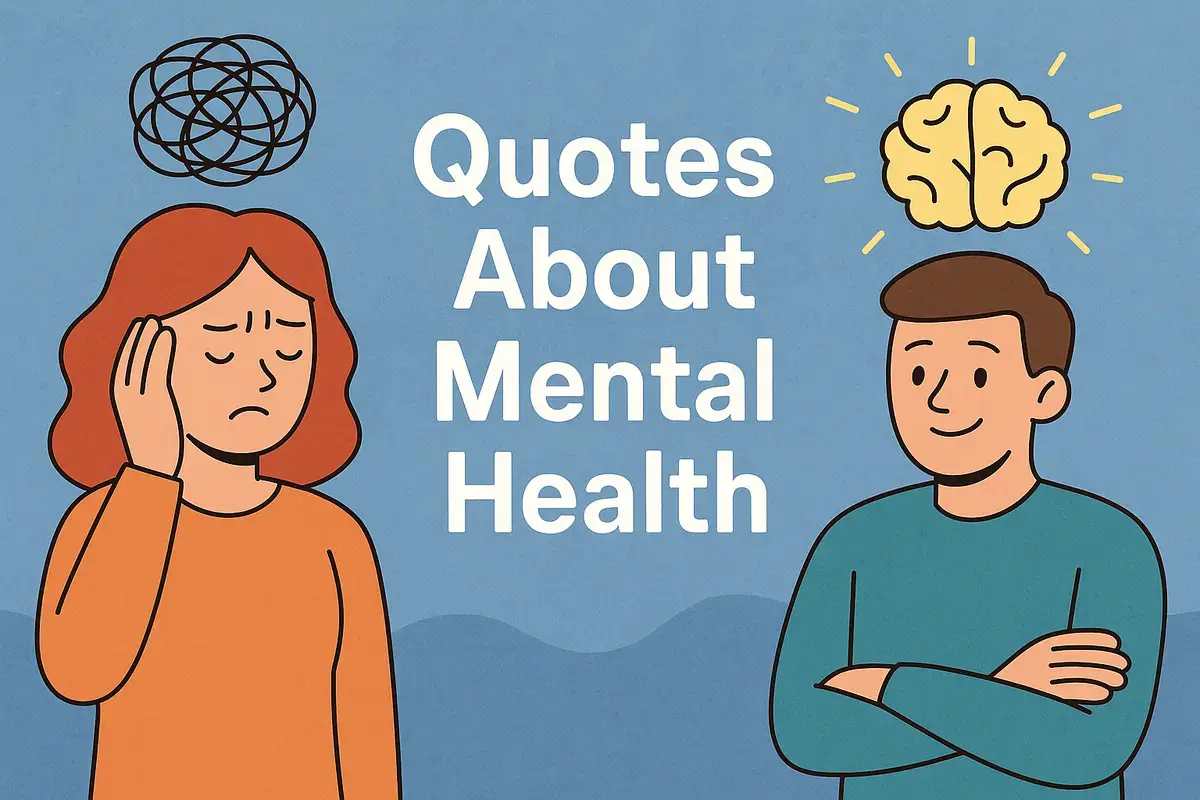 Ultra cartoonish graphic showing emotional expressions for quotes about mental health