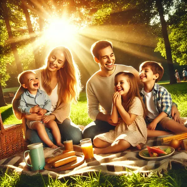 Sunny warmth and joyful family togetherness
